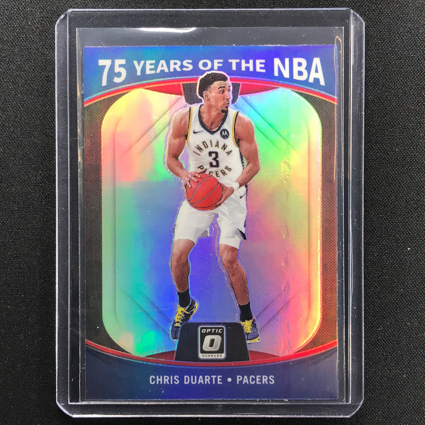 2021-22 Prizm Chris Duarte Rookie Donruss Optic 75 Years Of The Nba Silver No 49