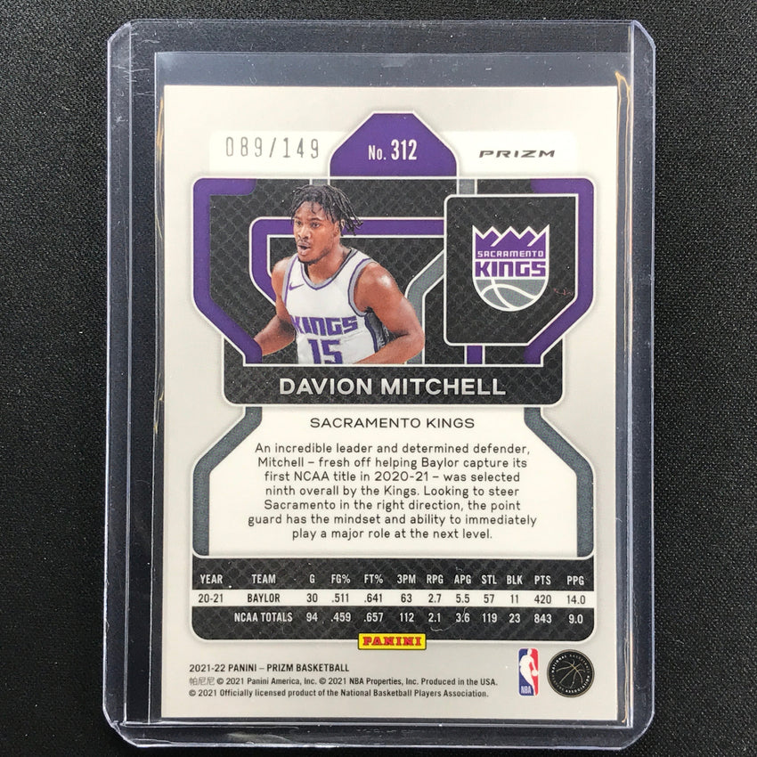 2021-22 Prizm Davion Mitchell Rookie Purple Ice 89/149