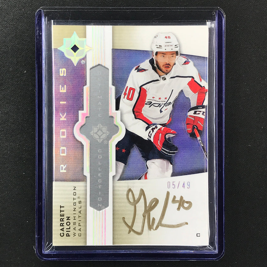 2021-22 Ultimate Collection Garrett Pilon Ultimate Emblems Rookie Auto Gold 5/49