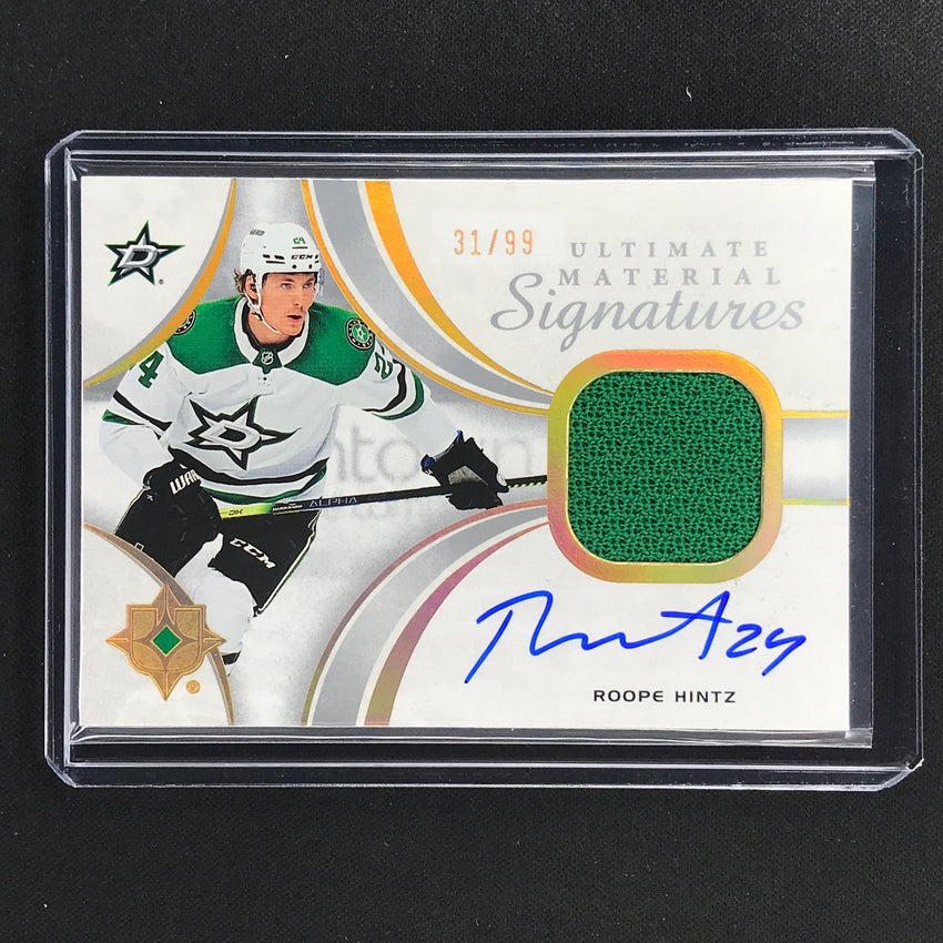 2021-22 Ultimate Collection Roope Hintz Material Signatures Patch Auto 31/99
