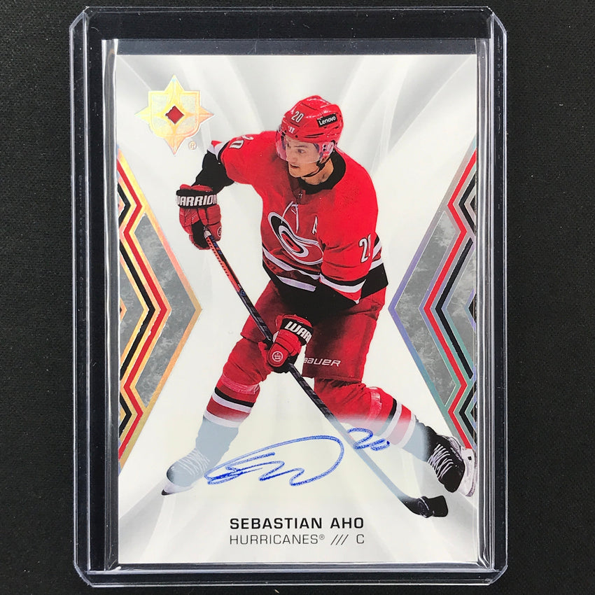 2021-22 Ultimate Collection Sebastian Aho Base Auto Silver No 57