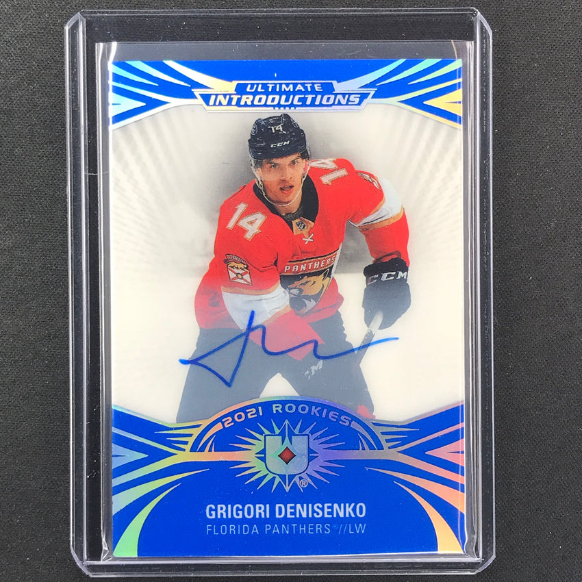 2021-22 Ultimate Collection Grigori Denisenko Introductions Rookie Auto Blue No 23