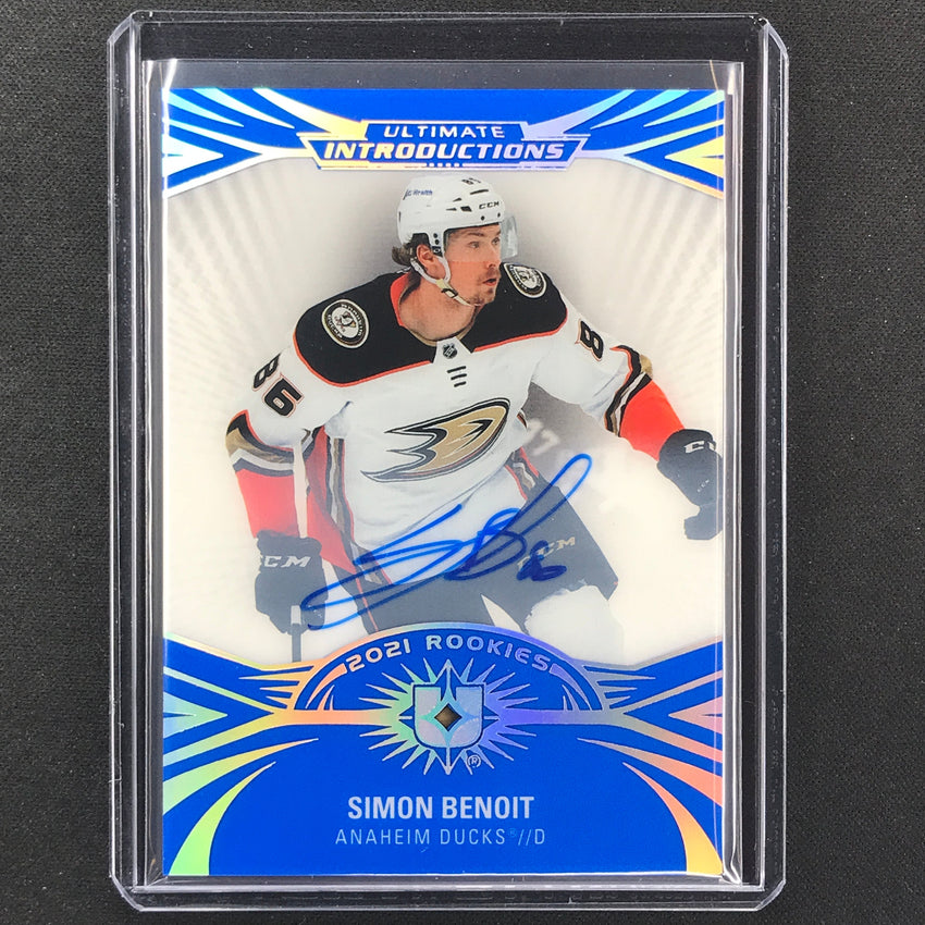 2021-22 Ultimate Collection Simon Benoit Introductions Rookie Auto Blue No 65