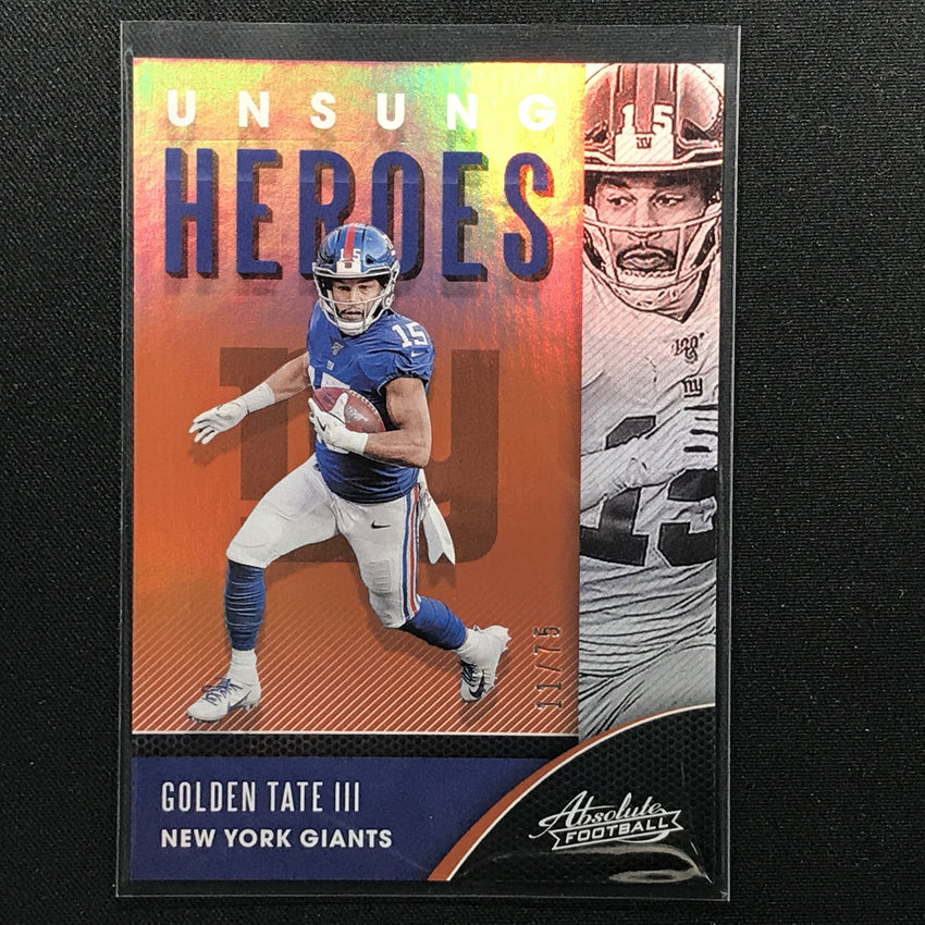 2020 Absolute GOLDEN TATE Unsung Heroes Orange Holo 11/75-Cherry Collectables