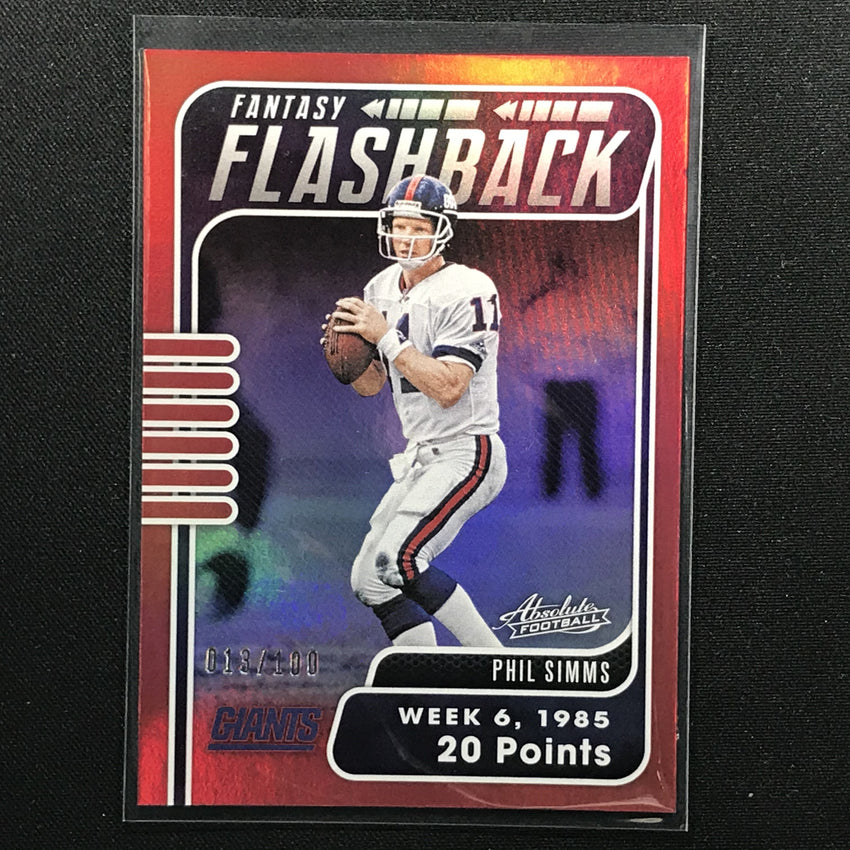 2020 Absolute PHIL SIMMS Flashback Red Holo 13/100-Cherry Collectables