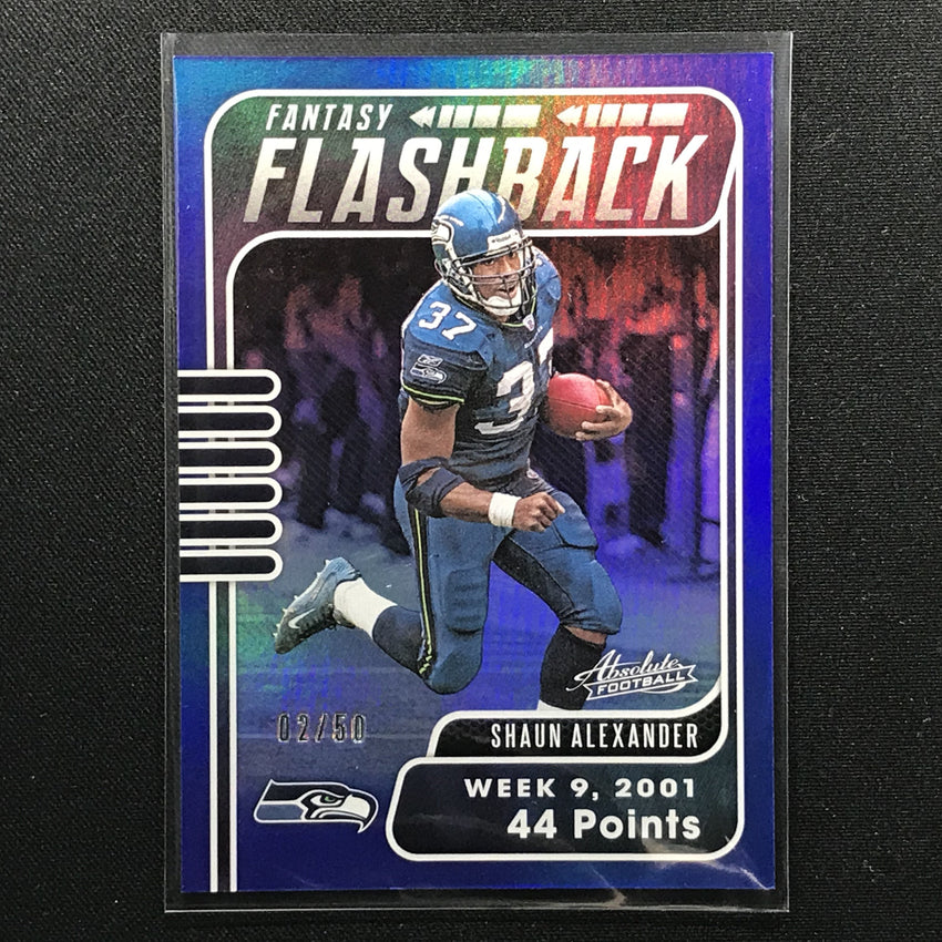 2020 Absolute SHAUN ALEXANDER Flashback Blue Holo 2/50-Cherry Collectables