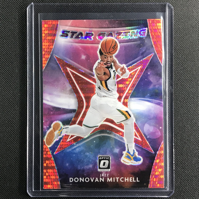 2020-21 Donruss Optic Donovan Mitchell Star Gazing Red Pulsar No 10