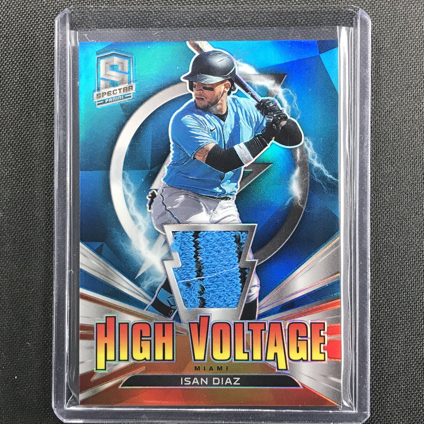 2021 Spectra Isan Diaz High Voltage Jerseys Relic Neon Blue 23/50