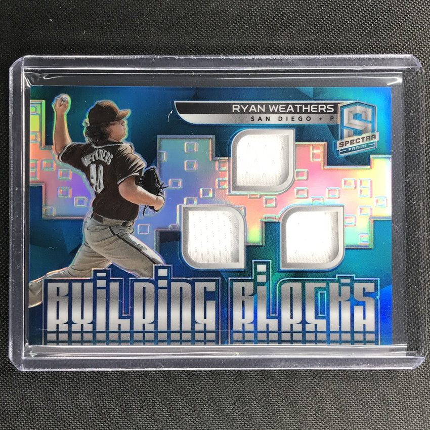 2021 Spectra Ryan Weathers Building Blocks Materials Triple Jersey Neon Blue 29/50