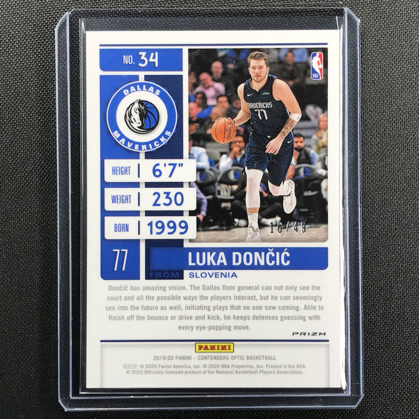 2019-20 Contenders Optic Luka Doncic Season Ticket Orange 16/49