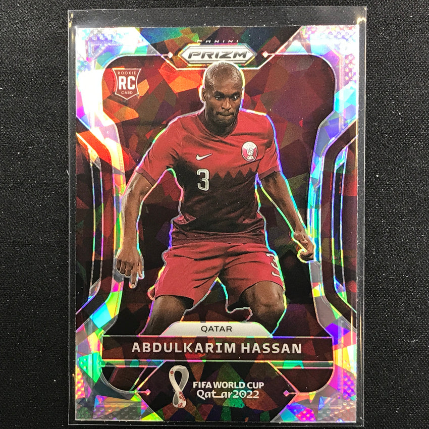 2022 Prizm FIFA World Cup Qatar ABDULKARIM HASSAN Rookie Cracked Ice #184