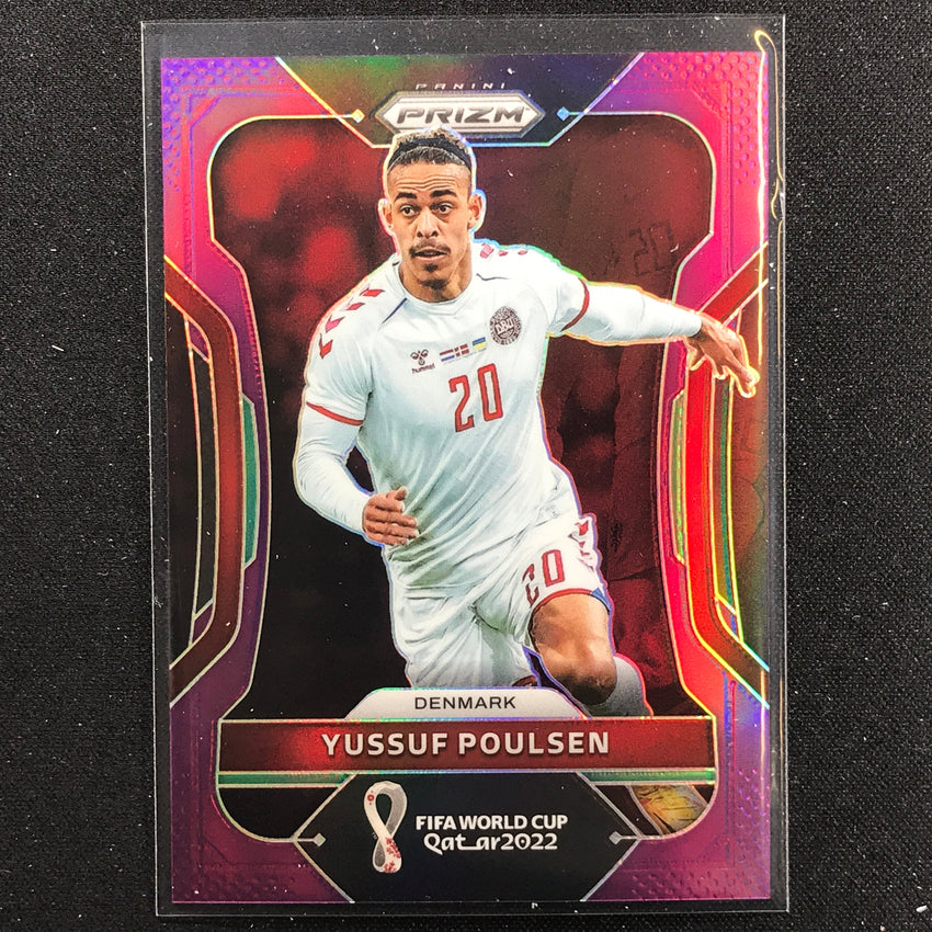 2022 Prizm FIFA World Cup Qatar YUSSUF POULSEN Purple 93/199 #76