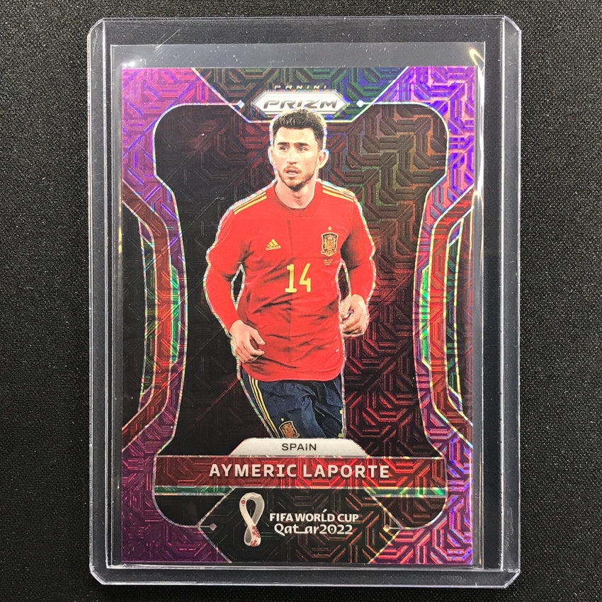 2022 Prizm Fifa World Cup Qatar Aymeric Laporte Purple Mojo 36/49