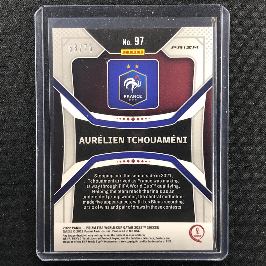 2022 Prizm Fifa World Cup Qatar Aurelien Tchouameni Rookie Blue Mojo 53/75
