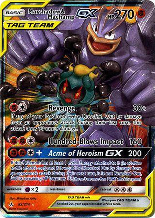 Marshadow & Machamp GX - 82/214 - Ultra Rare - Unbroken Bonds-Cherry Collectables