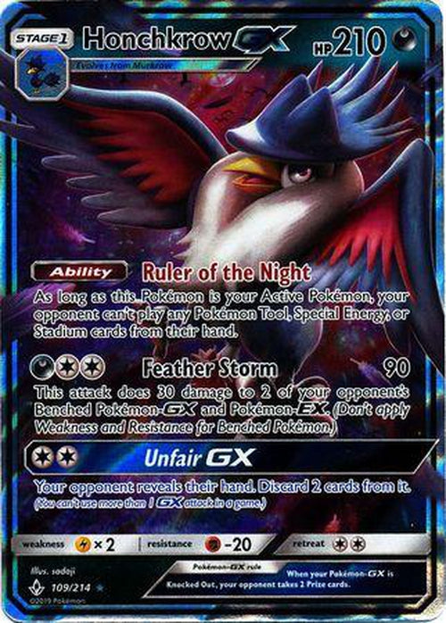 Honchkrow GX - 109/214 - Ultra Rare - Unbroken Bonds-Cherry Collectables