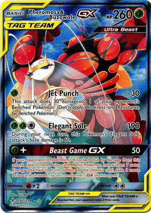 Pheromosa & Buzzwole GX - 192/214 - Full Art Ultra Rare - Unbroken Bonds - Alternate Art-Cherry Collectables