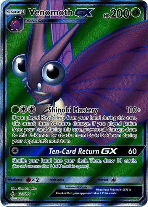 Venomoth GX - 193/214 - Full Art Ultra Rare - Unbroken Bonds-Cherry Collectables