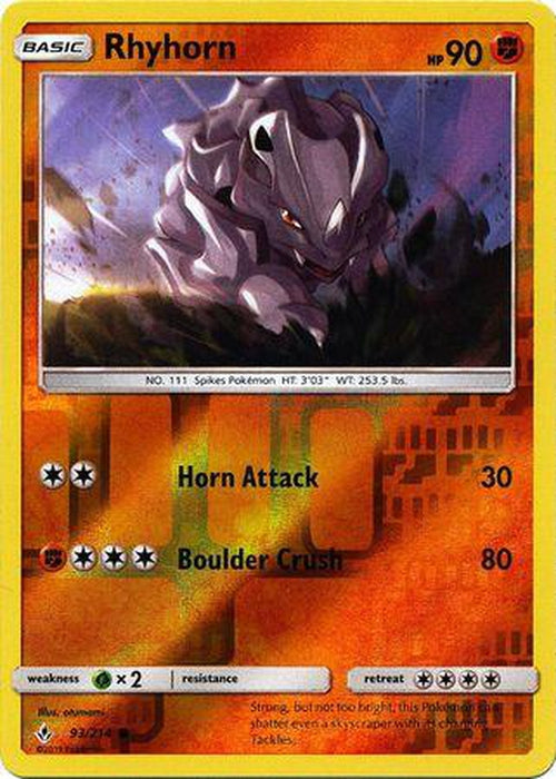 Rhyhorn - 93/214 - Common Reverse Holo Unbroken Bonds-Cherry Collectables