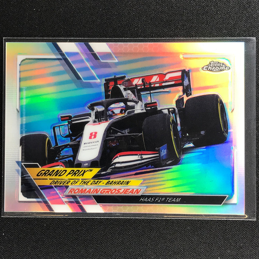 2021 Topps Chrome ROMAIN GROSJEAN Grand Prix Driver of the Day Refractor #157