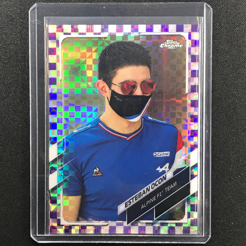 2021 Topps Chrome Esteban Ocon F1 Racers Purple Checker Flag 56/199