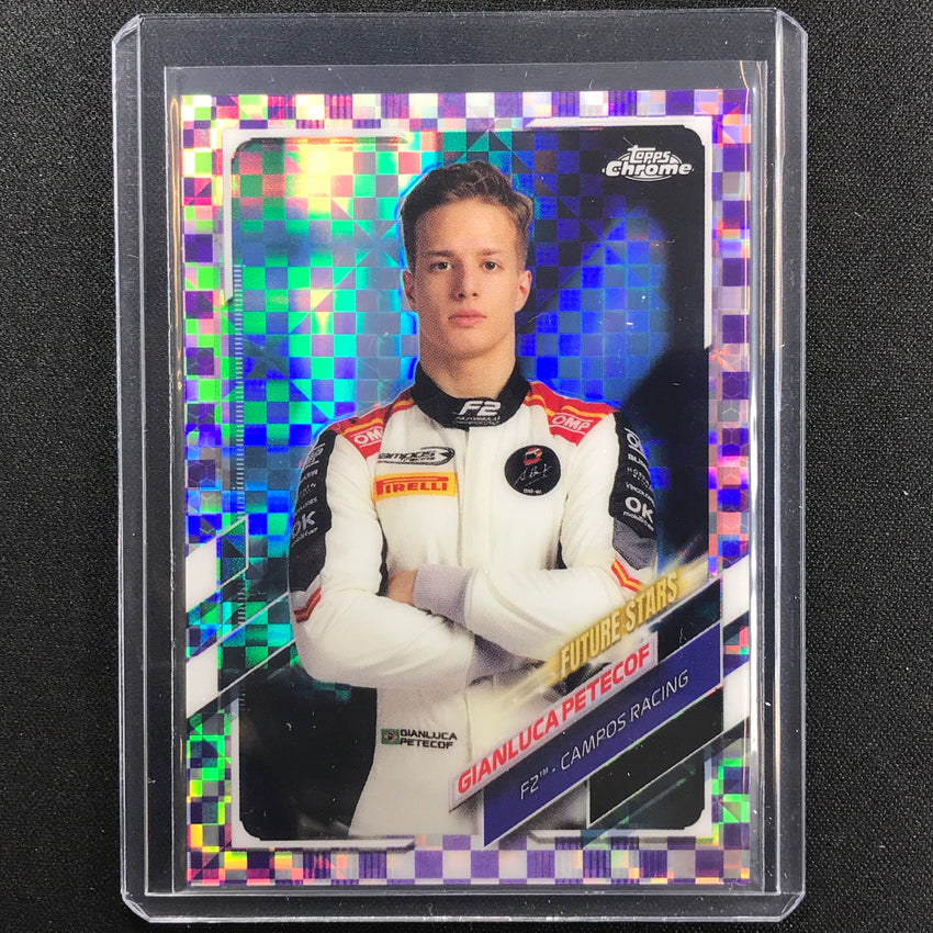 2021 Topps Chrome Gianluca Petecof F2 Racers Future Purple Checker Flag 105/199