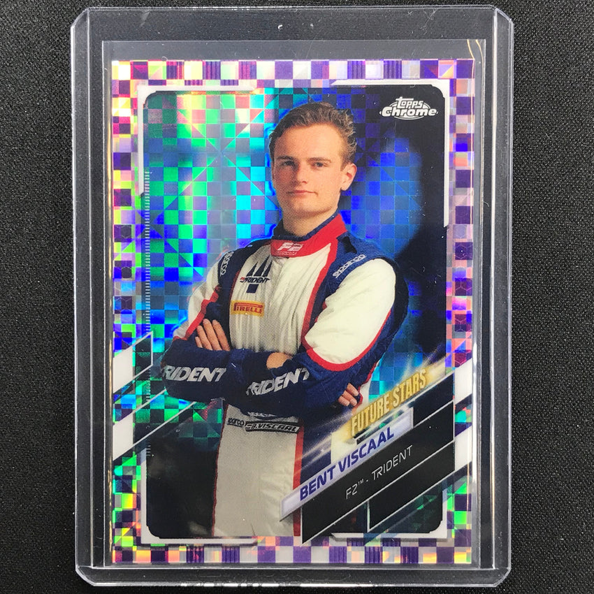 2021 Topps Chrome Bent Viscaal F2 Racers Future Star Purple Checker Flag 142/199