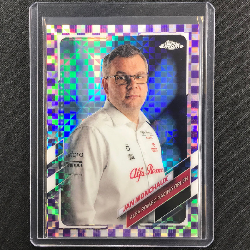 2021 Topps Chrome Jan Monchaux F1 Crew Purple Checker Flag 182/199