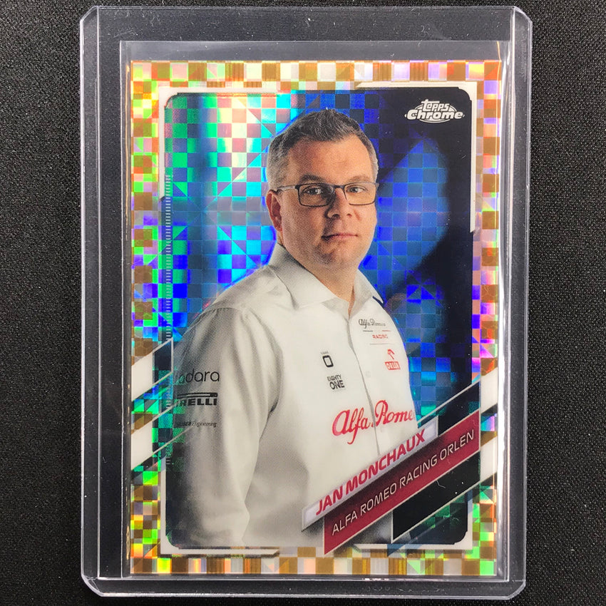 2021 Topps Chrome Jan Monchaux F1 Crew Gold Checker Flag 9/50