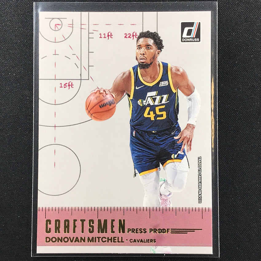 2022-23 Donruss Donovan Mitchell Craftsmen Gold Press Proof No 15