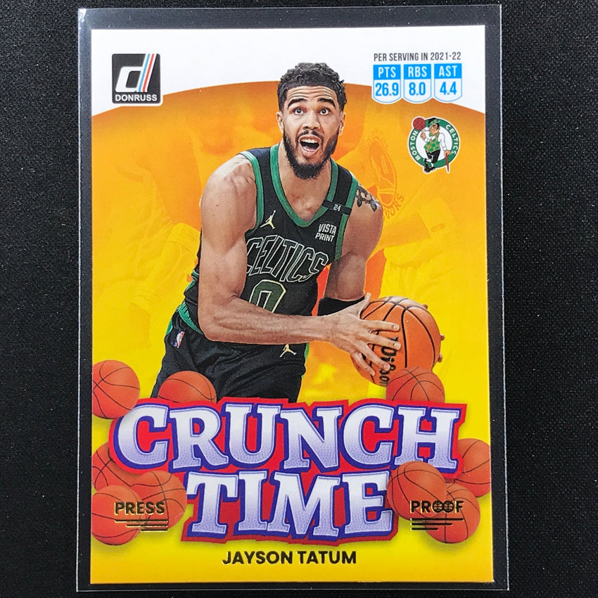 2022-23 Donruss Jayson Tatum Crunch Time Gold Press Proof No 11