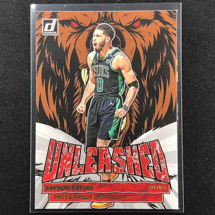 2022-23 Donruss Jayson Tatum Unleashed Gold Press Proof No 10