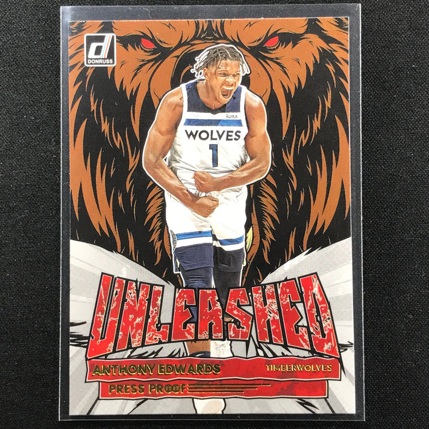 2022-23 Donruss Anthony Edwards Unleashed Gold Press Proof No 13