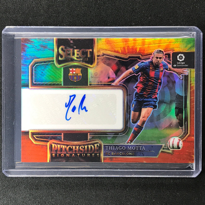 2022-23 Select La Liga Thiago Motta Pitchside Signatures Auto Tie-dye 12/20
