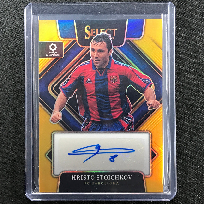 2022-23 Select La Liga Hristo Stoichkov Signatures Auto Gold Prizm 5/10