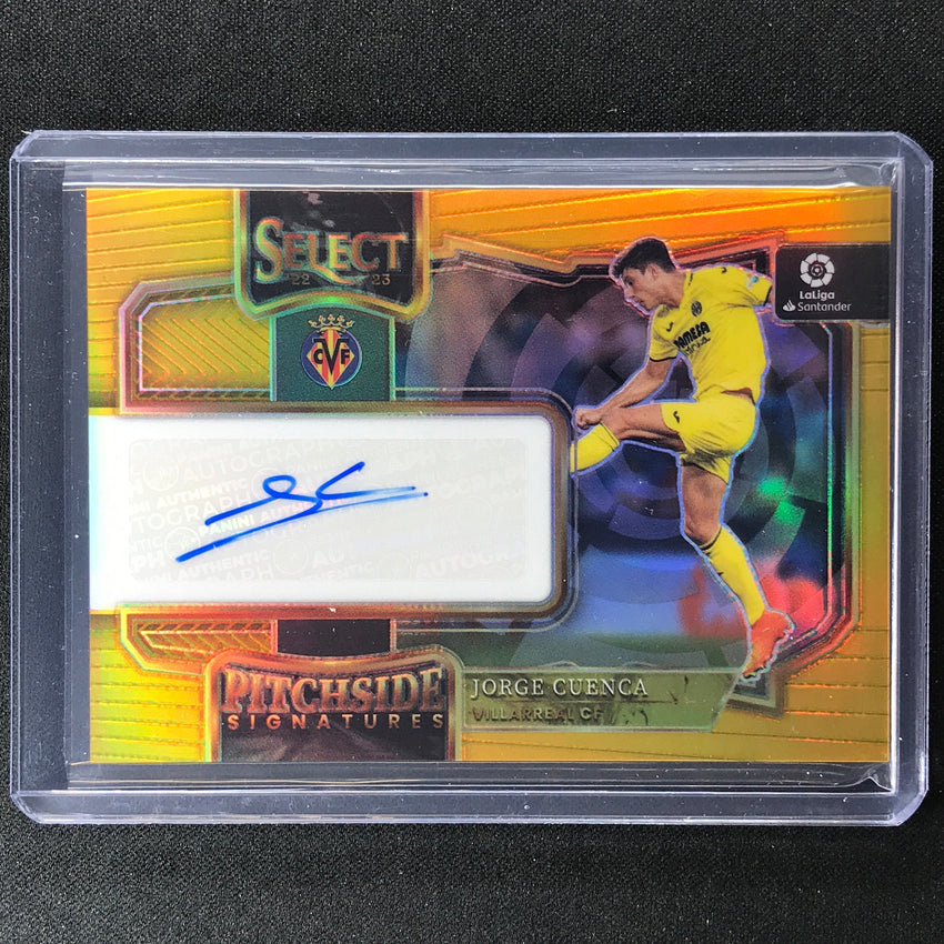 2022-23 Select La Liga Jorge Cuenca Pitchside Signatures Auto Gold Prizm 10/10
