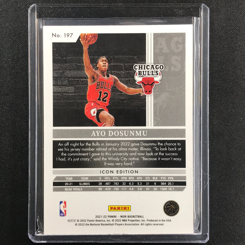 2021-22 Noir Ayo Dosunmu Rookie Base Icon Edition Gold 7/10