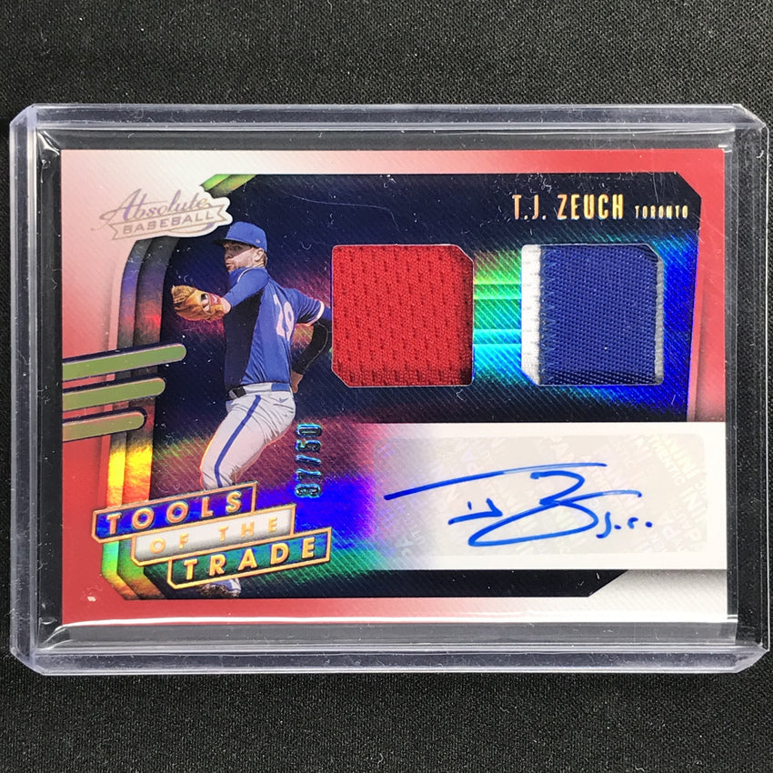 2021 Absolute T.j. Zeuch Tools Of The Trade 2 Swatch Dual Jersey Auto 37/50