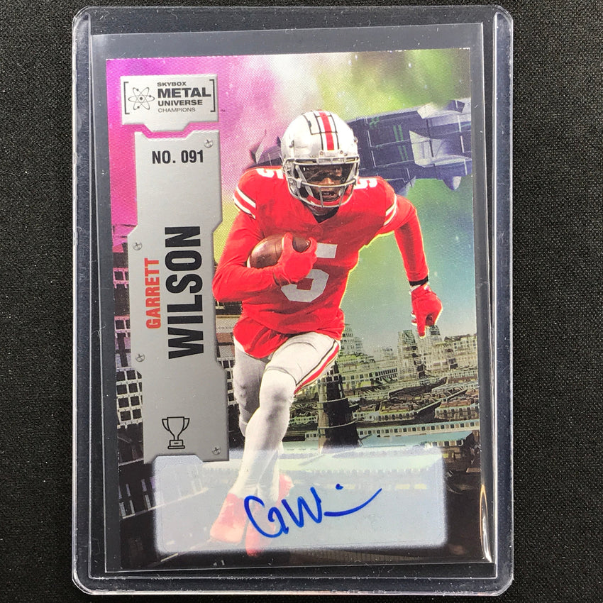 2022 Metal Universe Champions Garrett Wilson Base Auto Silver No 91