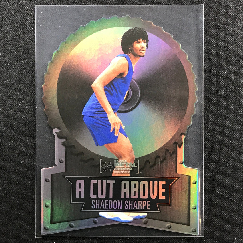 2022 Metal Universe Champions Shaedon Sharpe A Cut Above Die-cut Base No 7