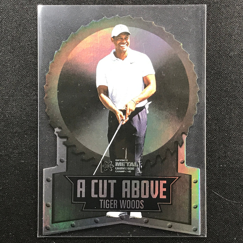 2022 Metal Universe Champions Tiger Woods A Cut Above Die-cut Base No 10