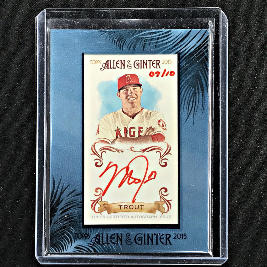 2015 Allen & Ginter MIKE TROUT Mini Auto Red 7/10-Cherry Collectables