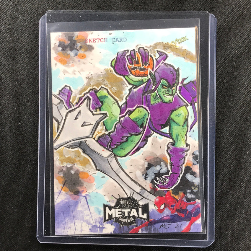 2021-2022 Marvel Spiderman Metal Universe Green Goblin Sketch 1/1 Michael Thomas