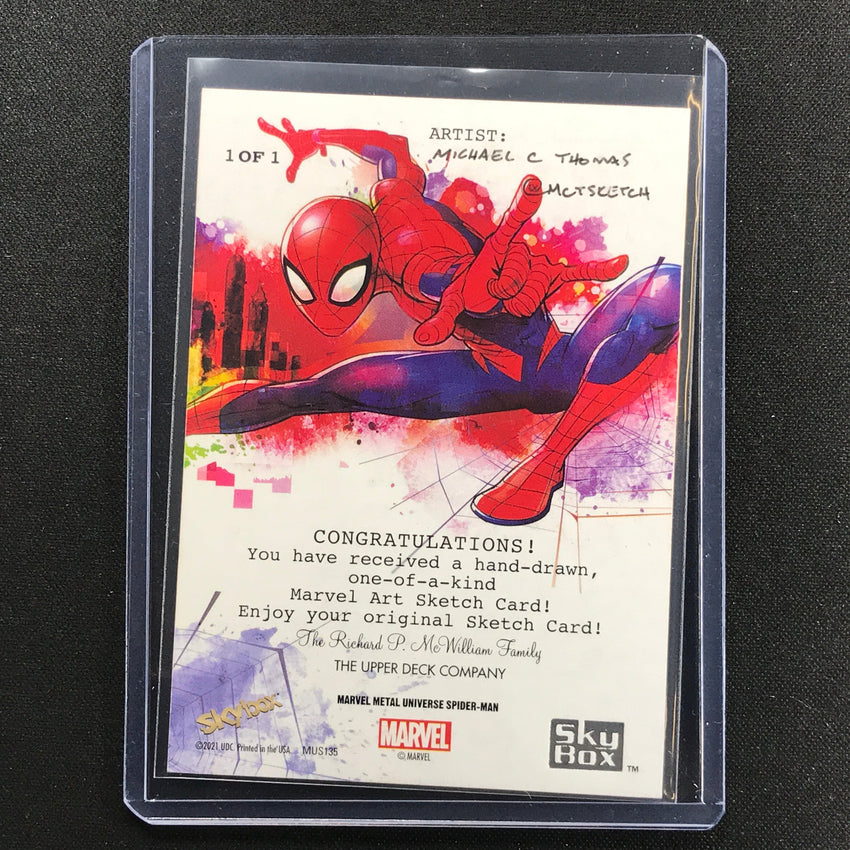 2021-2022 Marvel Spiderman Metal Universe Green Goblin Sketch 1/1 Michael Thomas