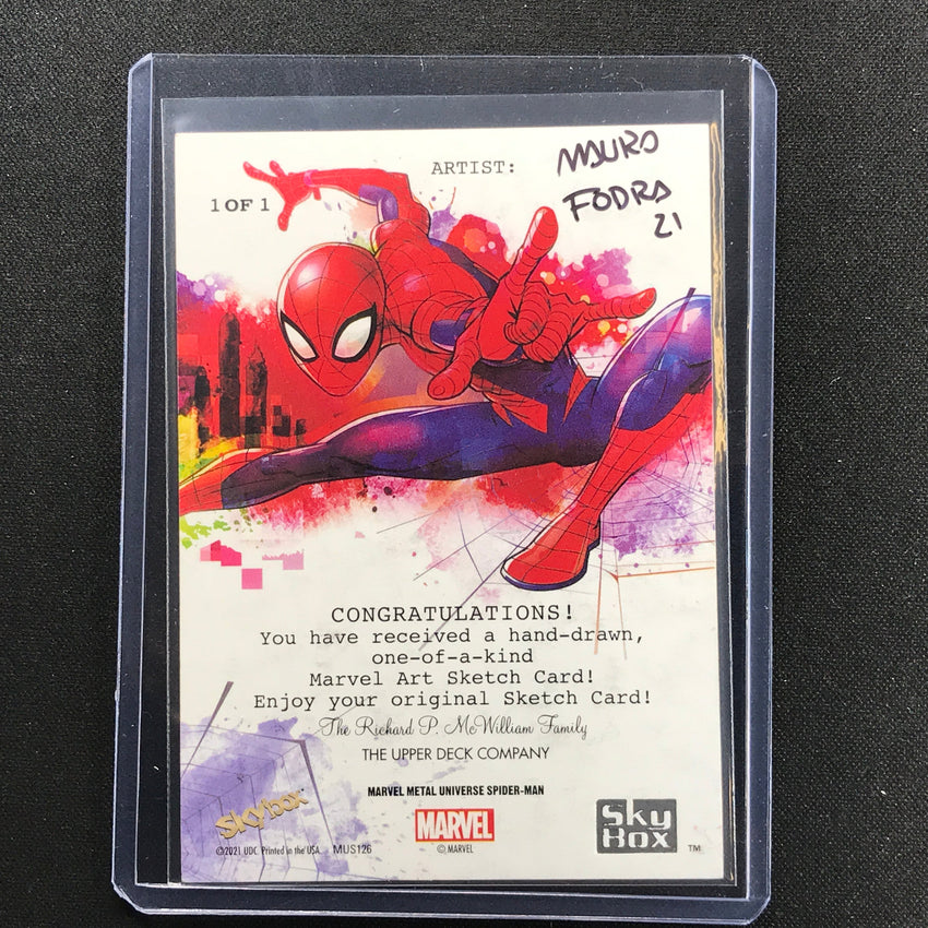 2021-2022 Marvel Spider-man Metal Universe Spider-man Sketch 1/1 Mauro Fodra