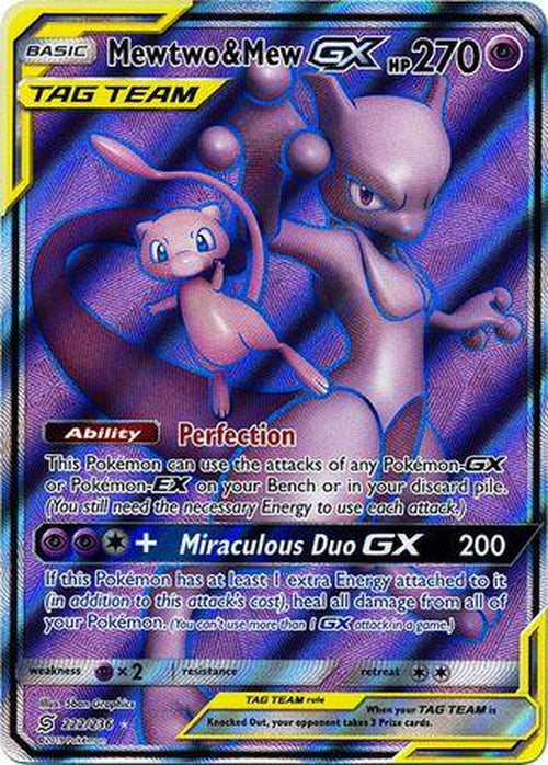 FULL ART Mewtwo And Mew GX - 222/236 - Ultra Rare - Unified Minds Cherry Collectables FULL ART Mewtwo And Mew GX - 222/236 - Ultra Rare - Unified Minds Cherry Collectables