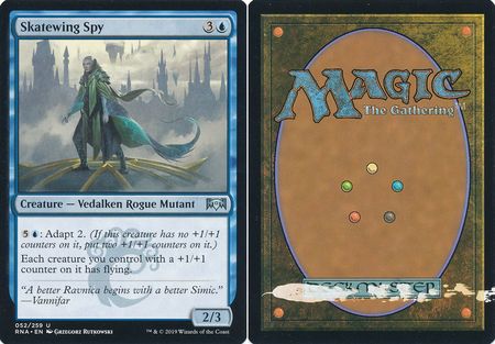 Skatewing Spy - 052/259 Ink Misprint on Back - Ravnica Allegiance