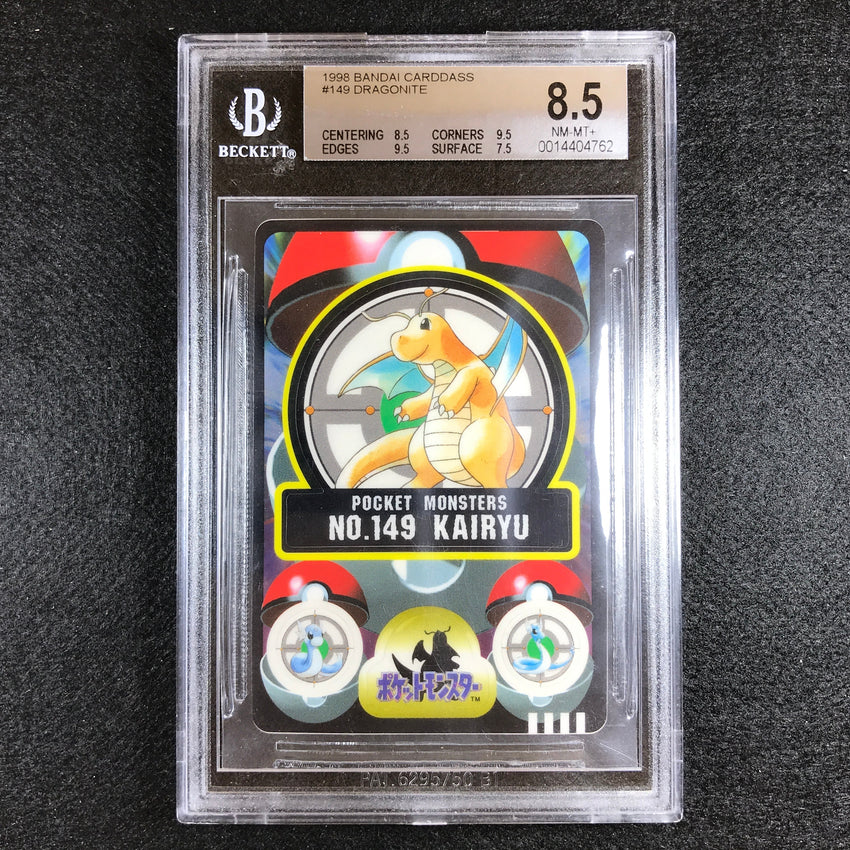 JAPANESE BGS 8.5 Dragonite - 149 - 1998 Bandai Carddass Sealdass Sticker 762