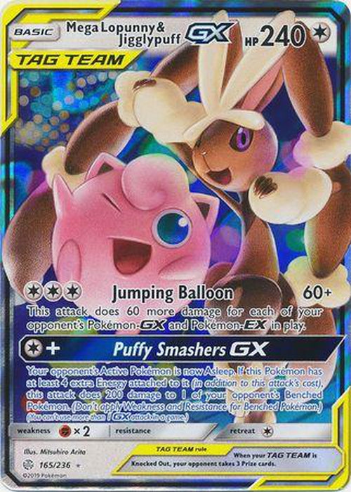 Mega Lopunny & Jigglypuff GX - 165/236 - Ultra Rare - Cosmic Eclipse-Cherry Collectables