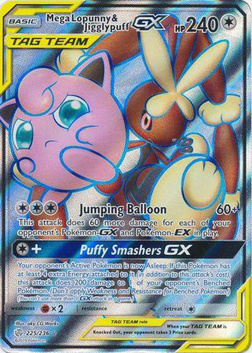 Mega Lopunny & Jigglypuff GX - 225/236 - Full Art Ultra Rare - Cosmic Eclipse-Cherry Collectables